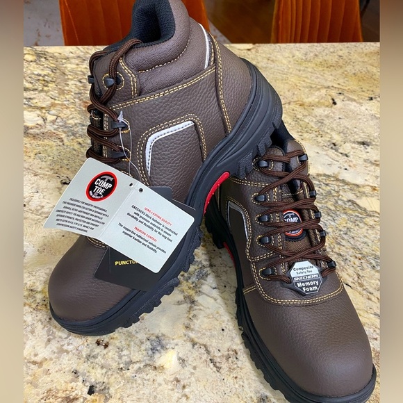 Sketchers Safety Work Composite Toe Boots Brown Men’s Size 10 - Picture 3 of 5